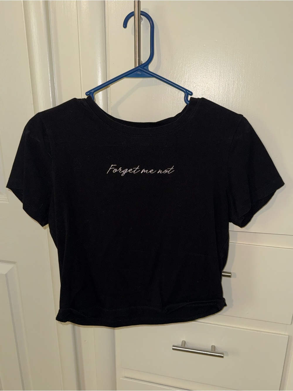 Forever 21 Black Crop Tee with 'Forget Me Not' Script